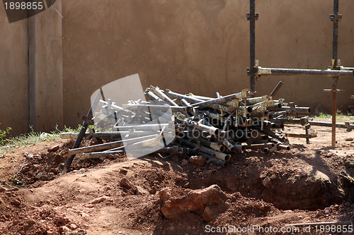 Image of Heap Scaffolding Iron Pipes 