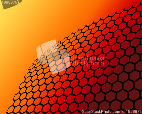 Image of Bent Open Wire Mesh with Sun
