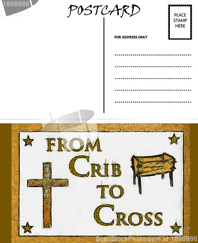 Image of Empty Blank Postcard Template Crib and Cross Image 