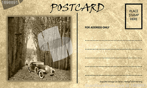 Image of Vintage Empty Blank Motor Car Postcard Template