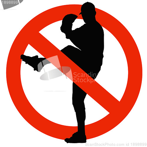 Image of Baseball Player Silhouette on Traffic Prohibition Sign