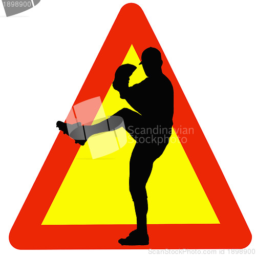 Image of Baseball Player Silhouette on Traffic Warning Sign
