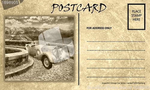 Image of Vintage Empty Blank Motor Car Postcard Template