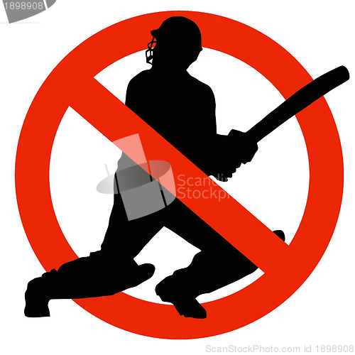 Image of Cricket Player Silhouette on Traffic Prohibition Sign
