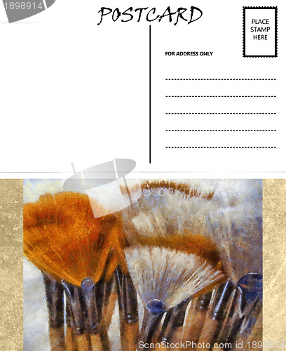 Image of Empty Blank Postcard Template Artist Brushes Image 