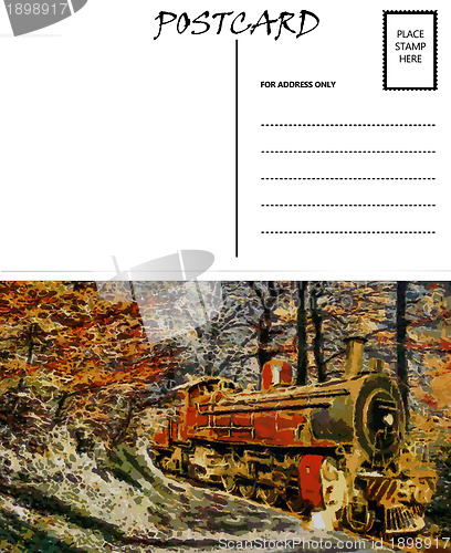 Image of Empty Blank Postcard Template Steam Train Image 