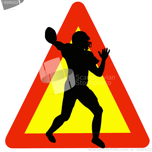 Image of Football Player Silhouette on Traffic Warning Sign