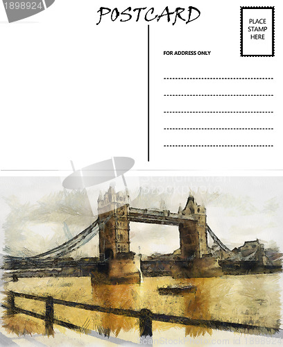 Image of Empty Blank Postcard Template London Bridge Image 