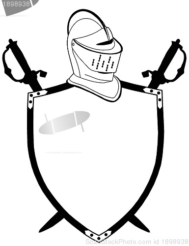 Image of Isolated 16th CenturyWar Shield Swords and Helmet