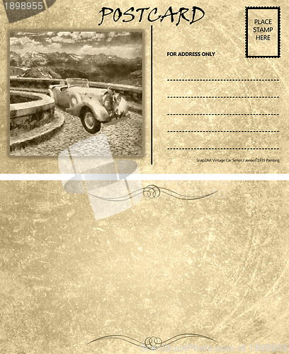 Image of Vintage Empty Blank Motor Car Postcard Template Front Back