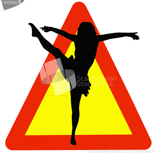 Image of Dancer Silhouette on Traffic Warning Sign