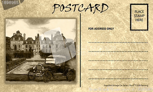 Image of Vintage Empty Blank Motor Car Postcard Template