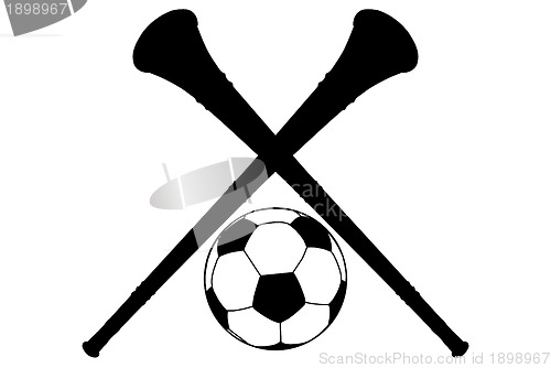 Image of Vuvuzela Horn and Soccer Ball Silhouette Isolation 