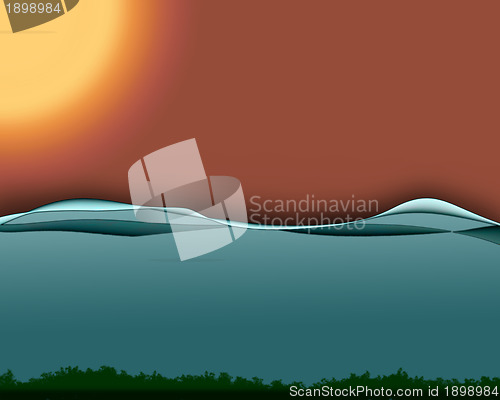 Image of Clear Water Waves and Scorching Sun with Seabed Background