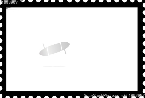 Image of Blank Open Postage Edge Outline Landscape Template Black on Whit