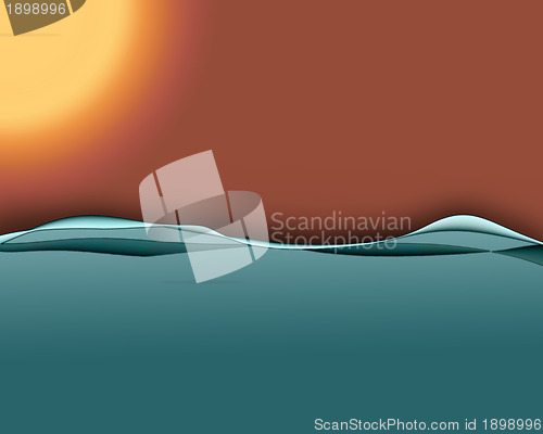 Image of Clear Water Waves and Scorching Sun Background