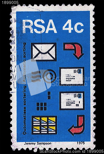 Image of South Africa Postage Stamp Automated Post Sorting 1975