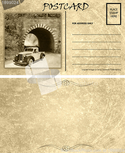 Image of Vintage Empty Blank Motor Car Postcard Template Front Back