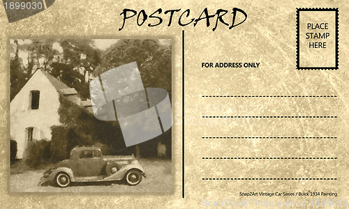 Image of Vintage Empty Blank Motor Car Postcard Template