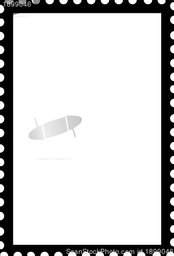 Image of Blank Open Postage Edge Outline Portrait Template Black on White