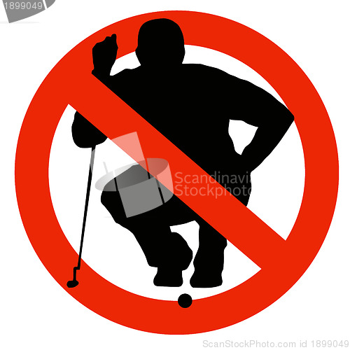 Image of Golf Player Silhouette on Traffic Prohibition Sign