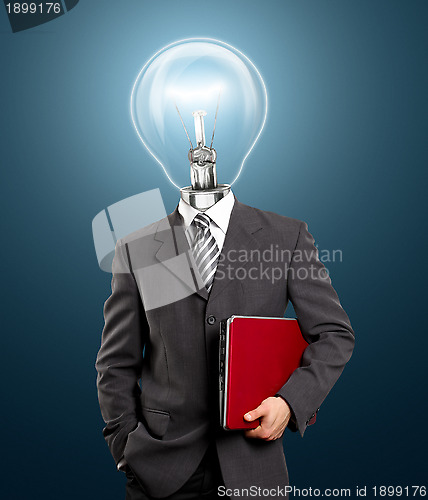 Image of Lamp Head Businessman With Laptop