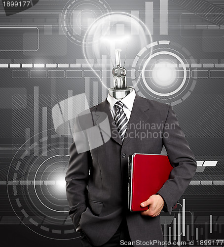 Image of Lamp Head Businessman With Laptop