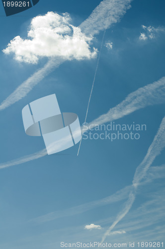 Image of Traces of planes and clouds in the sky