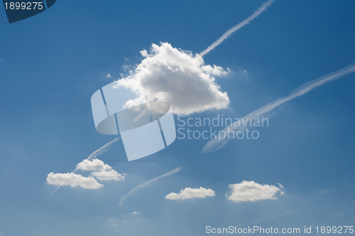 Image of Traces of planes and clouds in the sky