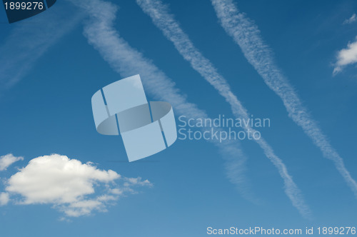 Image of Traces of planes and clouds in the sky