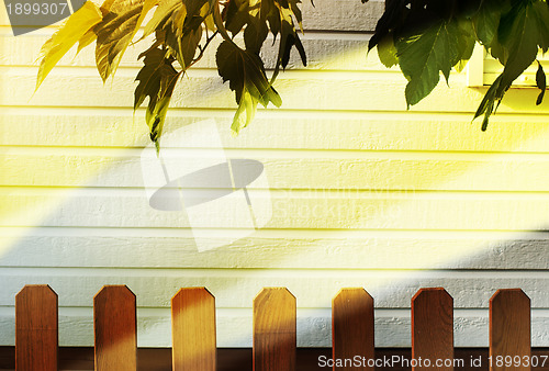 Image of Wooden decorative fence and  wall