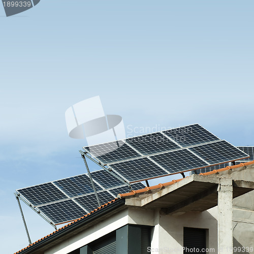 Image of Solar panels on the roof of a building