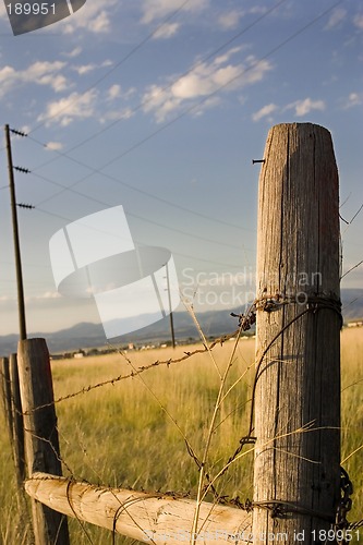 Image of Wooden Gate with Blue Skies in the Country