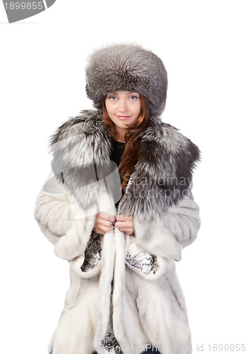 Image of Sexy woman wearing winter fur