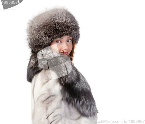 Image of Sexy woman wearing winter fur