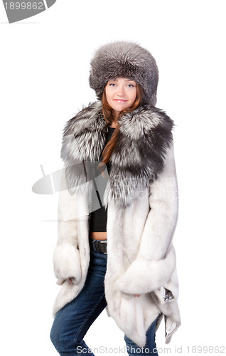 Image of Sexy woman wearing winter fur