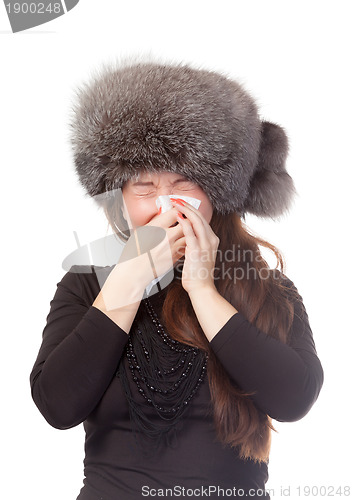 Image of Woman with a winter cold and flu