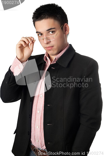 Image of Handsome young man in a black jacket