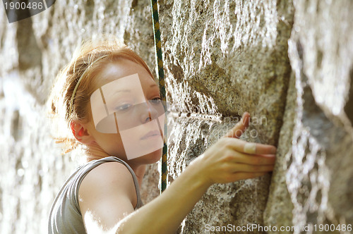 Image of Female rock climber