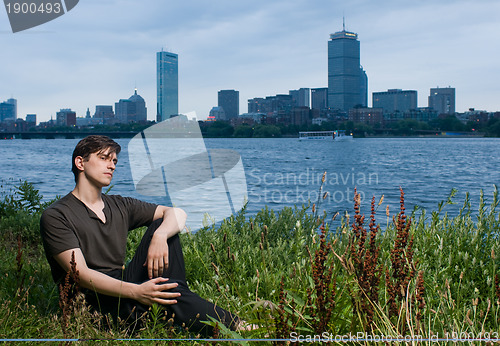 Image of Young man at river