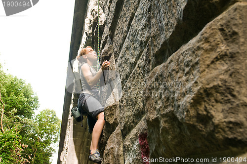 Image of Female rock climber