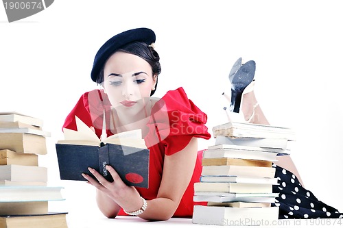 Image of beautiful young woman read book
