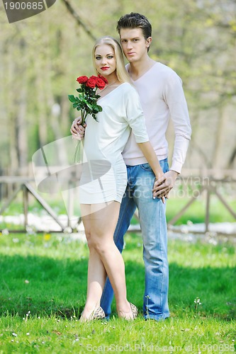 Image of romantic couple in love outdoor