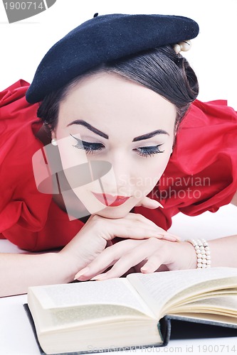 Image of beautiful young woman read book