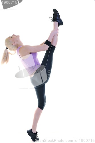 Image of fitness and exercise with blonde woman