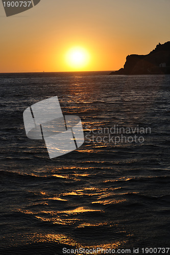 Image of greece romantic sunset at sea