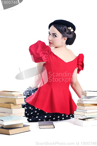 Image of beautiful young woman read book