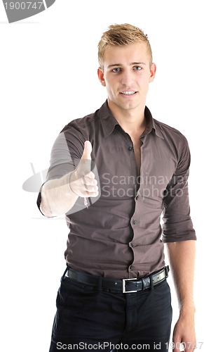 Image of one young businessman isolated