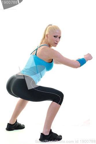Image of fitness and exercise with blonde woman