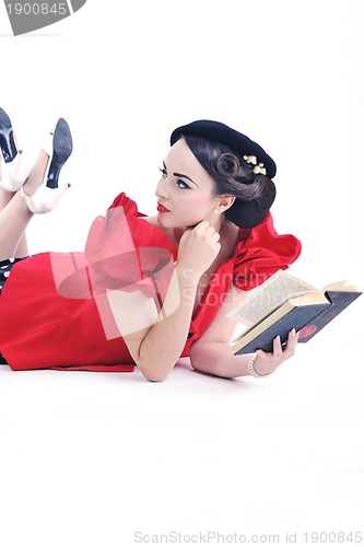 Image of beautiful young woman read book